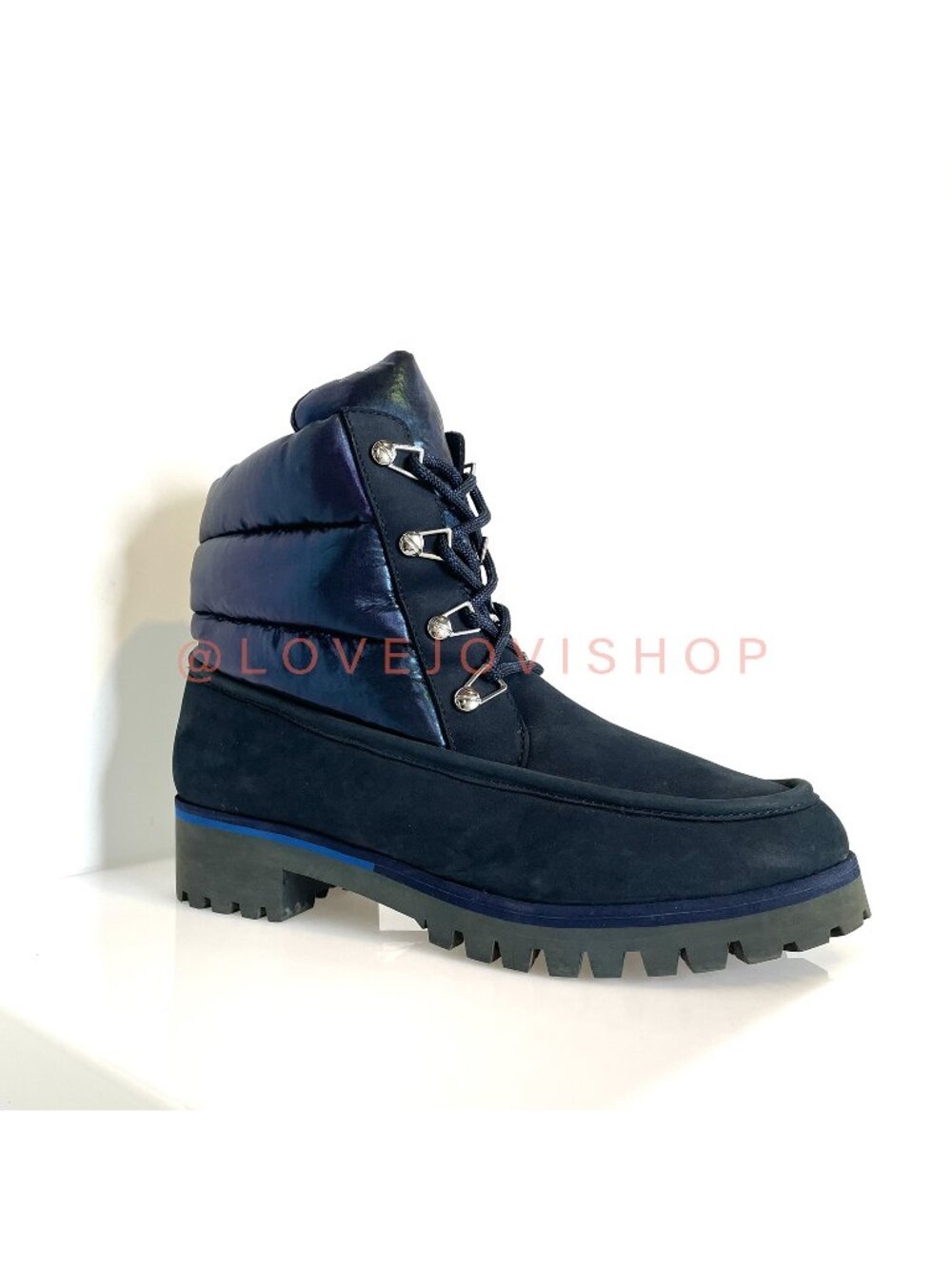 Boots | Cecelia for Anthropologie Iridescent Puffer Winter Boot | Blue Leather 9